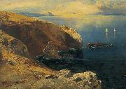Eduard Hildebrandt Felsen bei Capri mit Fischern oil